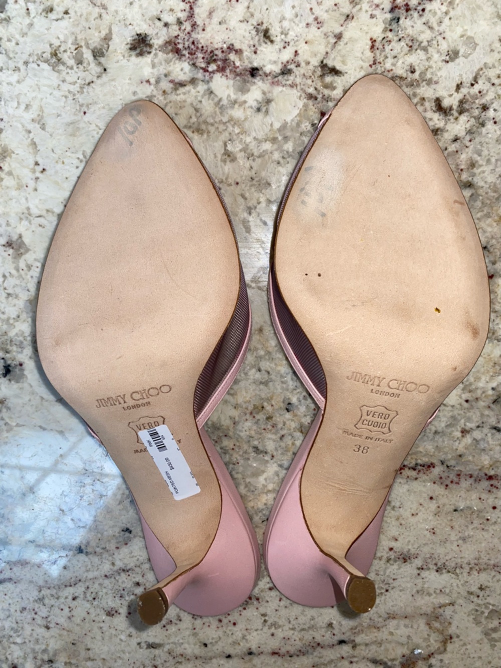 Jimmy Choo Brigitte Pink Mesh Mule Heel EU 38  US 7-7.5 Made in Italy NWOT - Picture 11 of 16